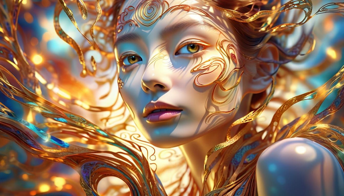 Surreal Portrait of Radiant Being with Tendrils