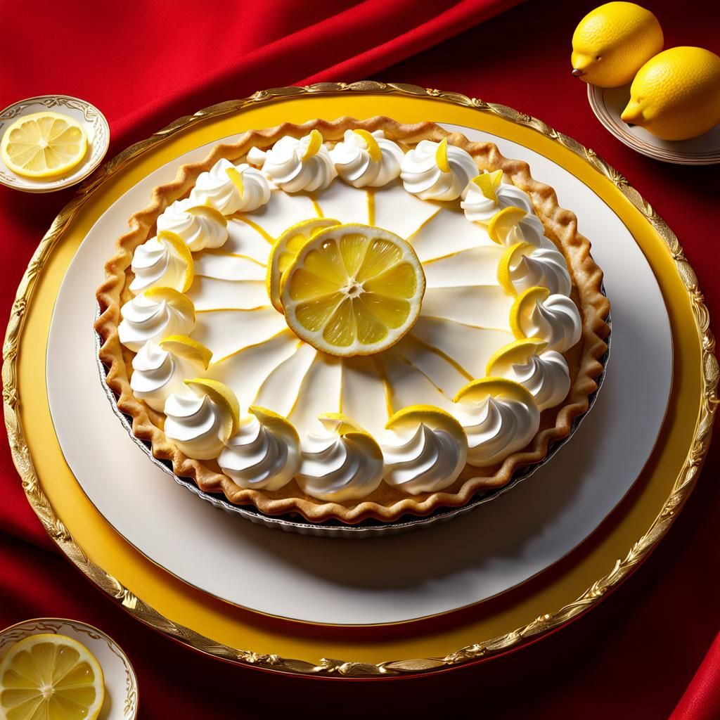 Hyper-Detailed Lemon Meringue Pie Slice in CGI