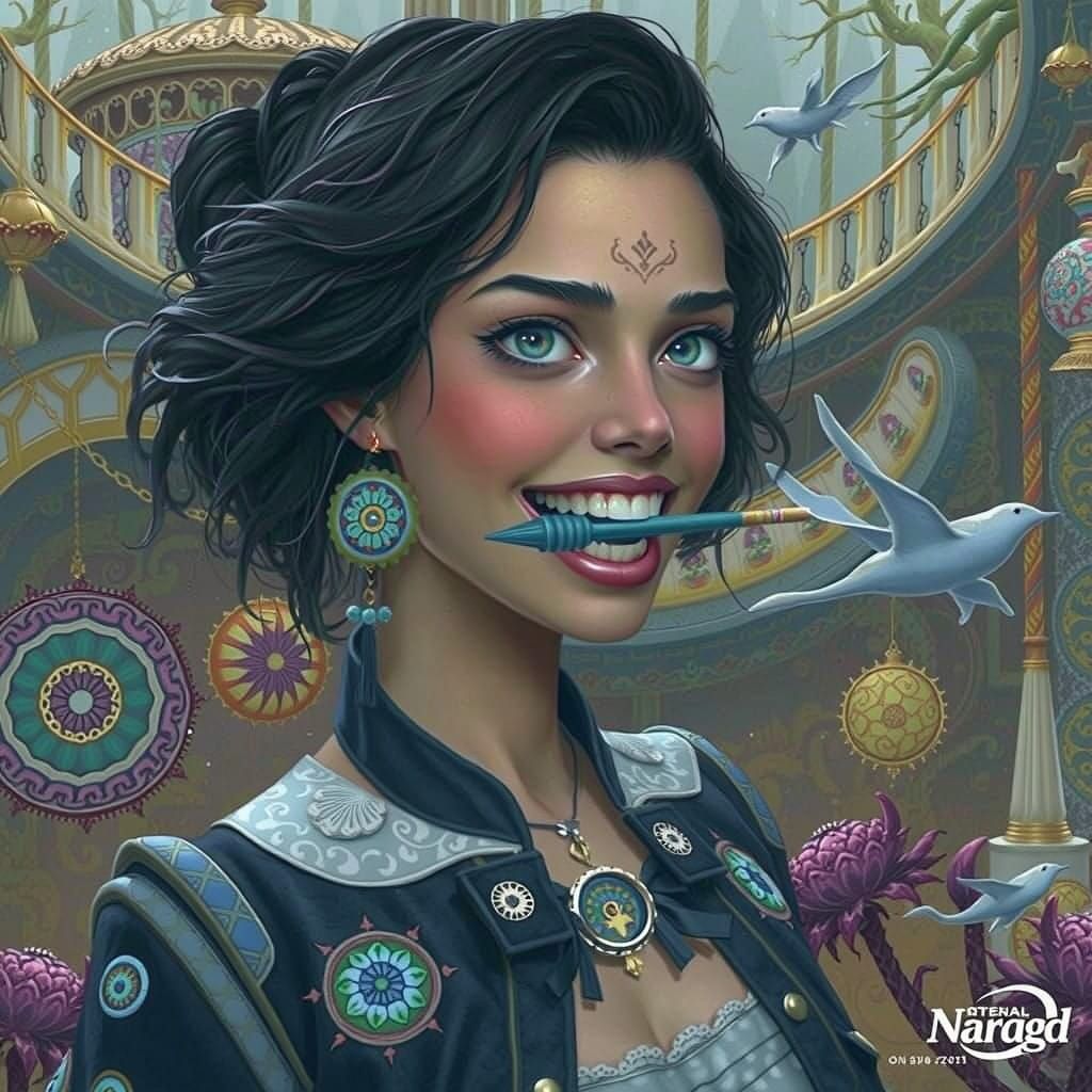 Serene Maiden Struggles to Speak with a Chopstick