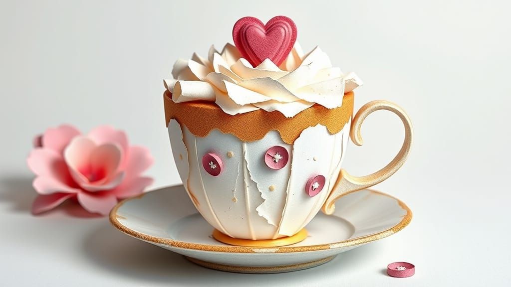 Cupcake Paper Collage in Photorealistic 3D Style