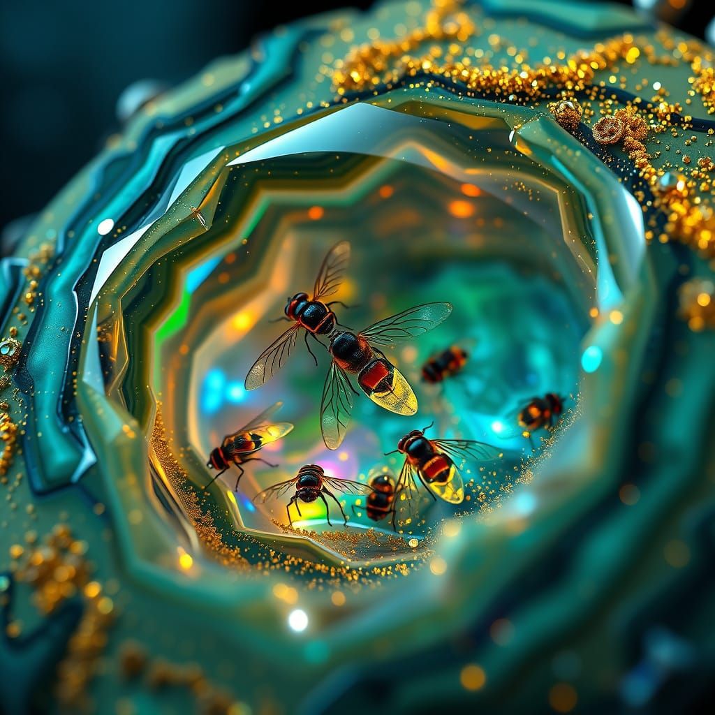 Bioluminescent Flies in Kaleidoscope Jasper Gemstone