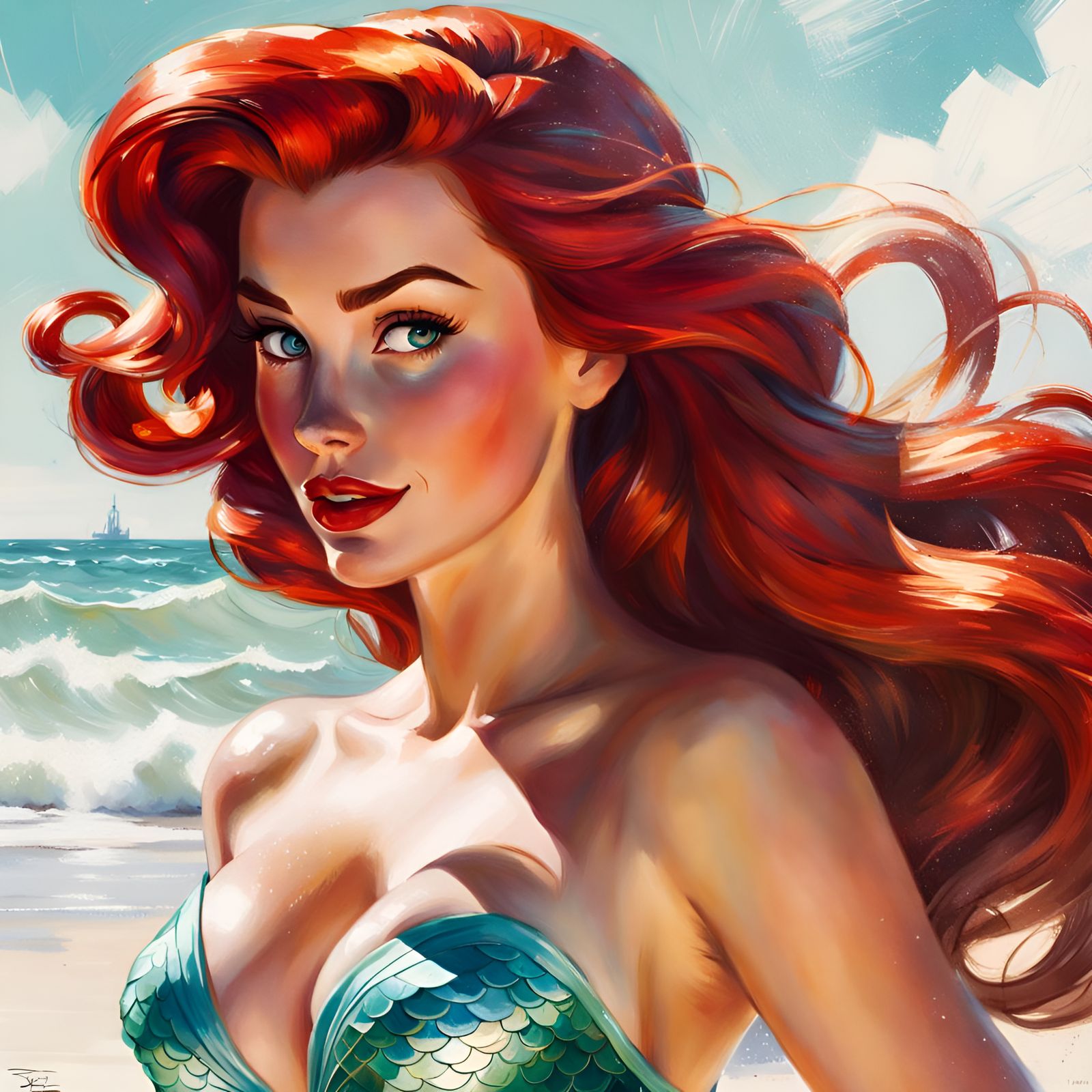 Ariel at the Beach: Pin-Up Style Portrait