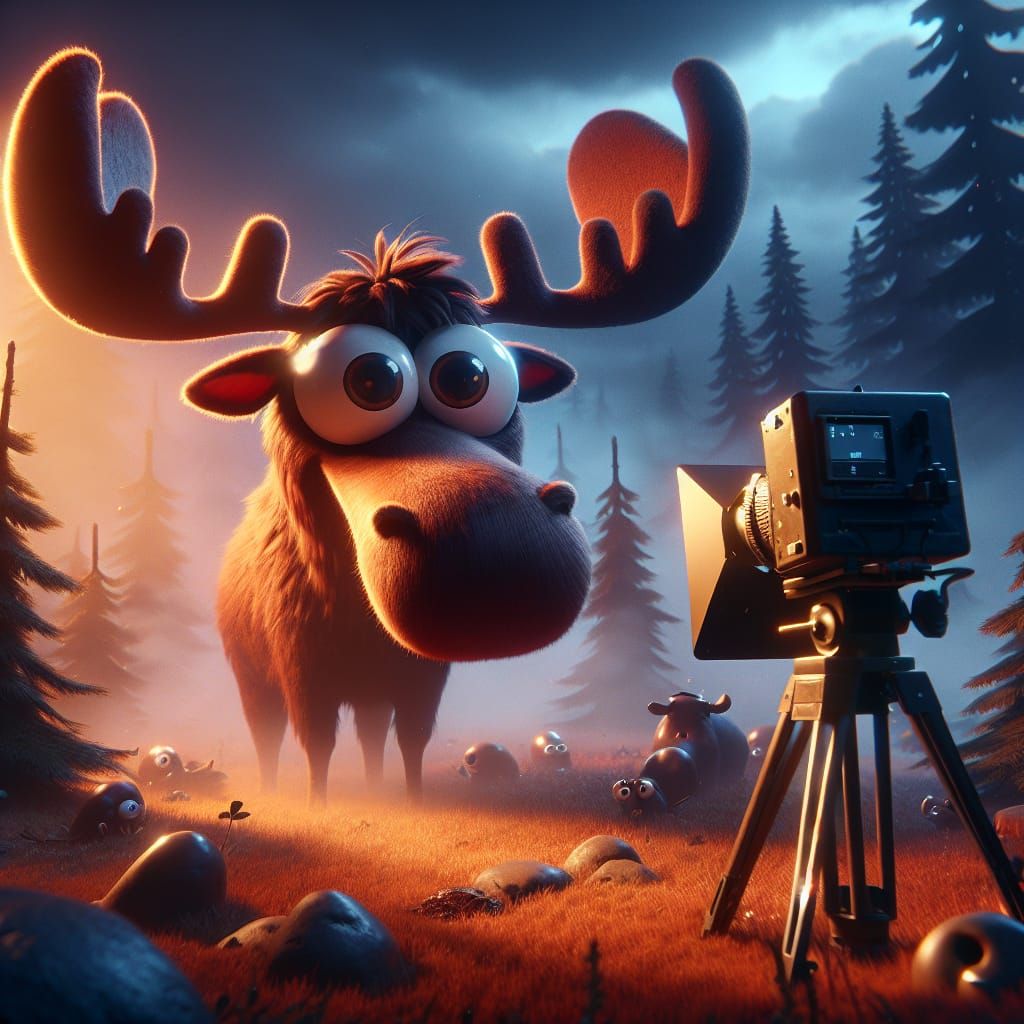 Wacky Moose Concept Art in Moody Cinematic Style