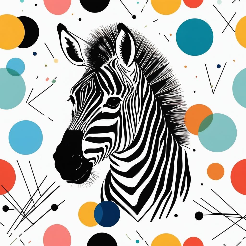 Vibrant Zebra Transformed by Geometric Patterns