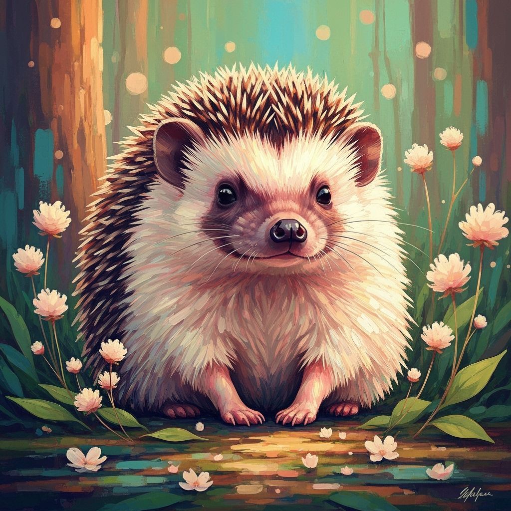 Introspective Hedgehog in Vibrant Abstract Style