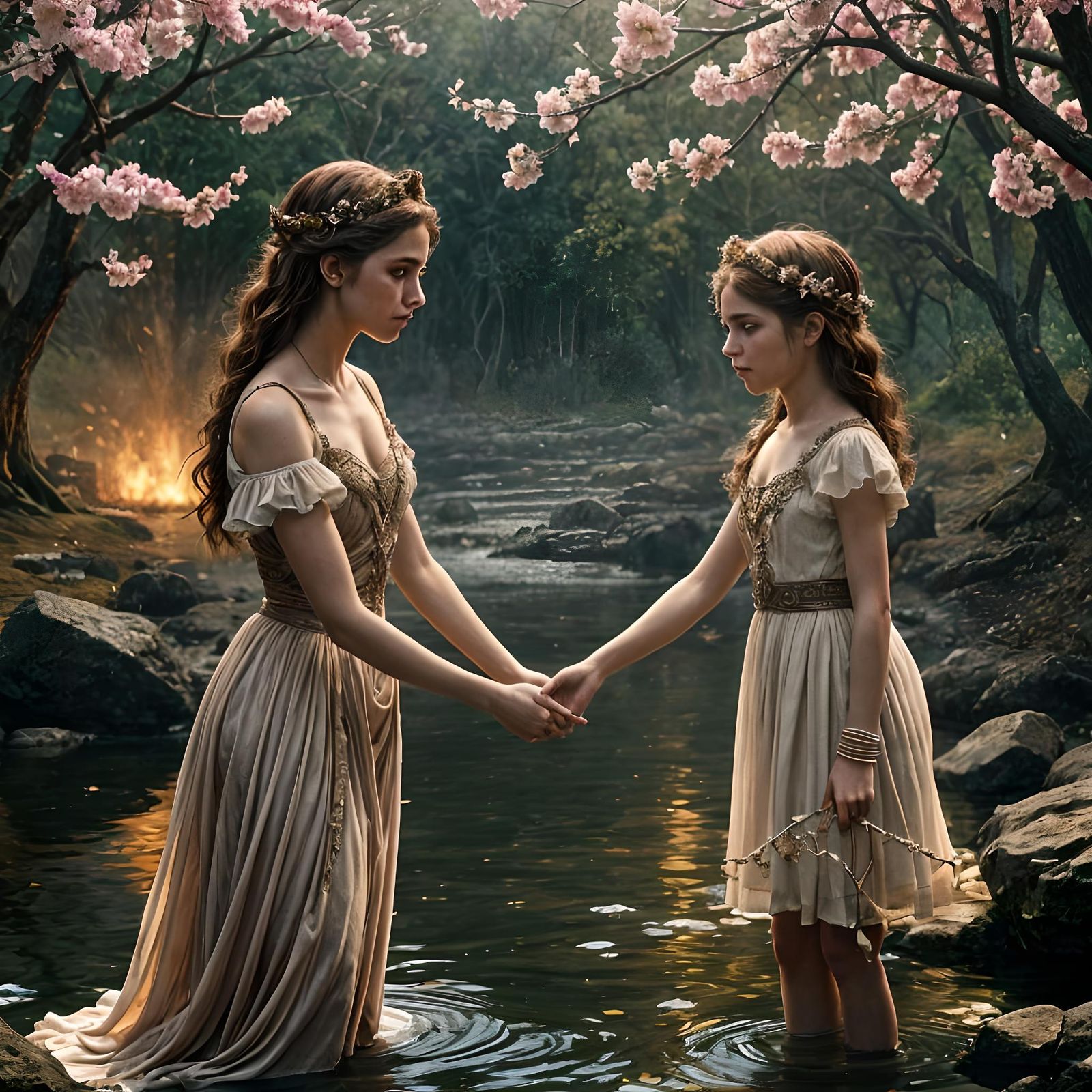 Persephone and Daughter in Hades: A Digital Painting