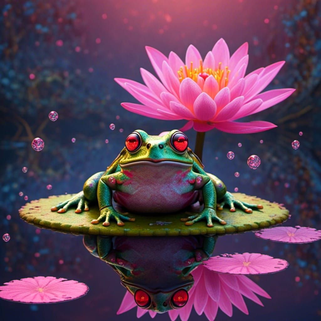 Steampunk Frog on Lily Pad