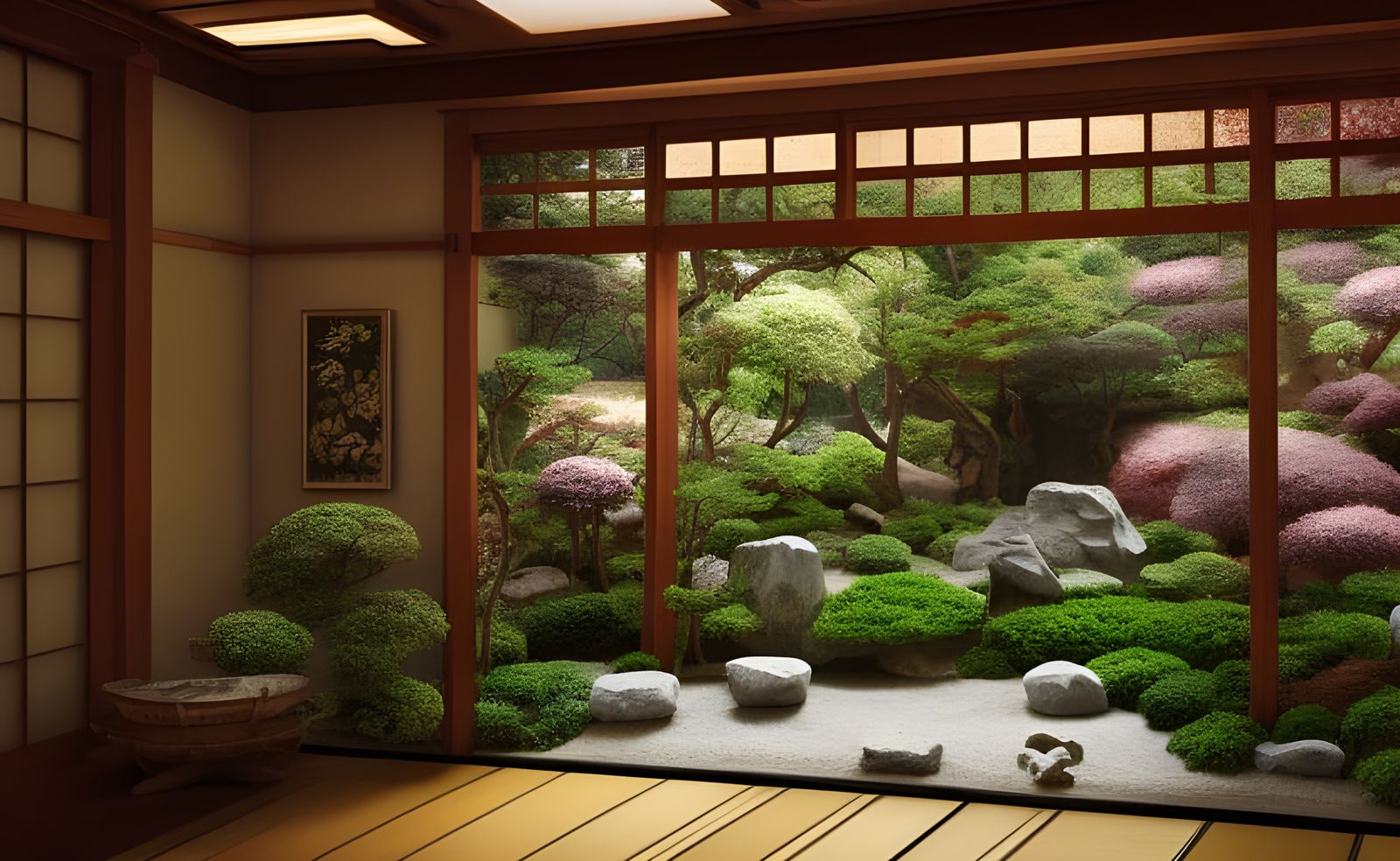 Hyper-Realistic Japanese Garden with Volumetric Lighting