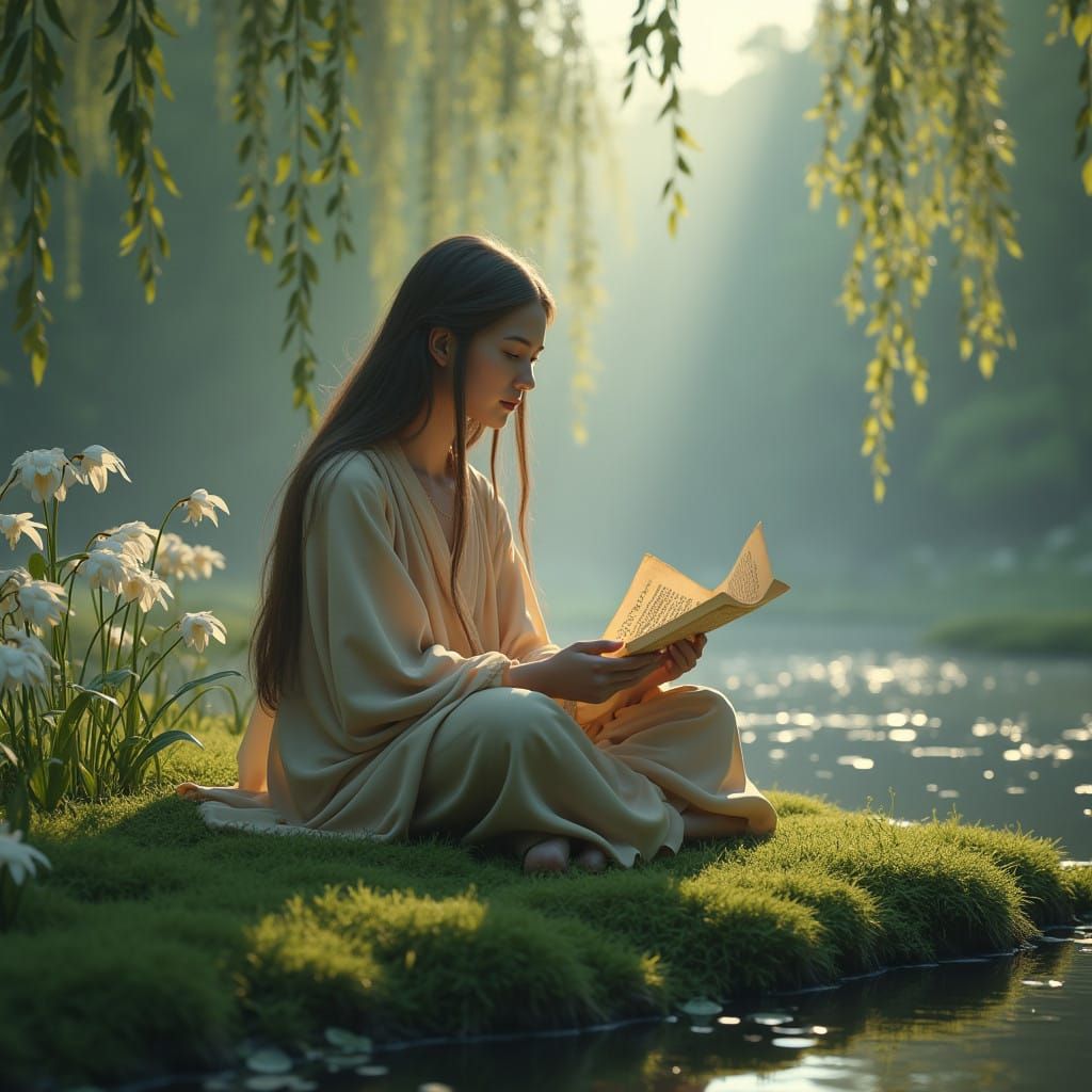 Enchanted Lakeside Sanctuary in Serene 3D Art