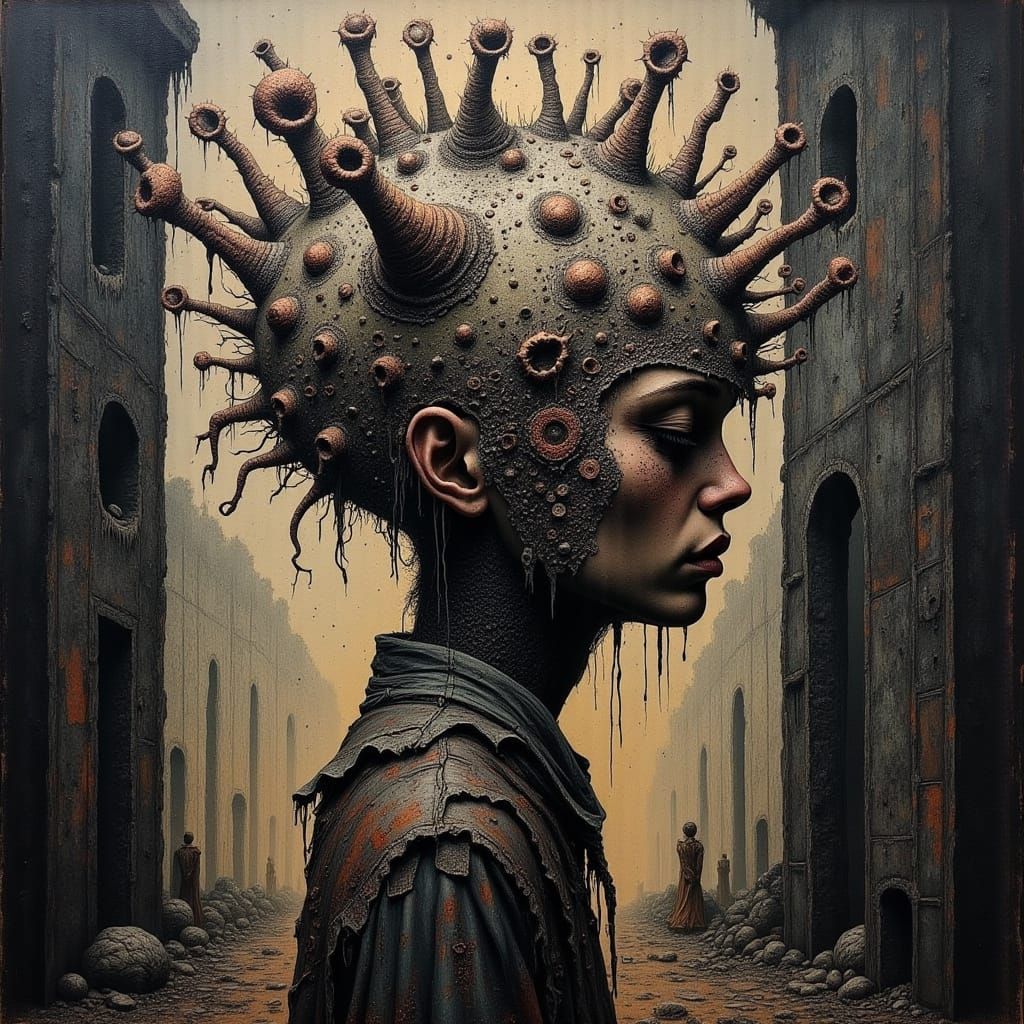 Fierce Apocalyptic Survivor with Cordyceps Infected Head in ...