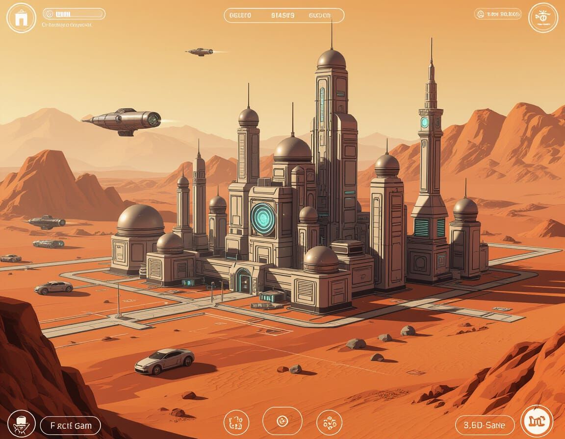 Teslapunk Fantasy City UI on Mars