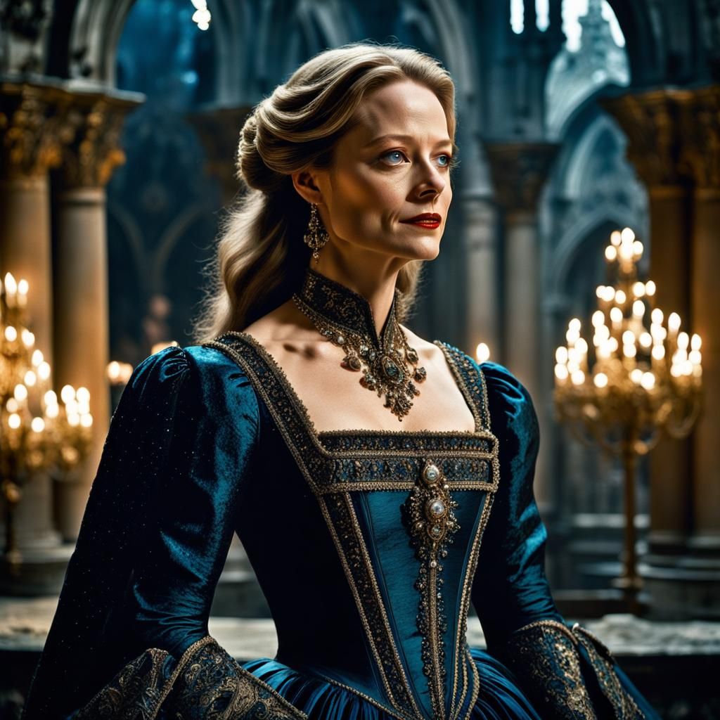 Baroque Lady in Space: A Dark Fantasy Portrait