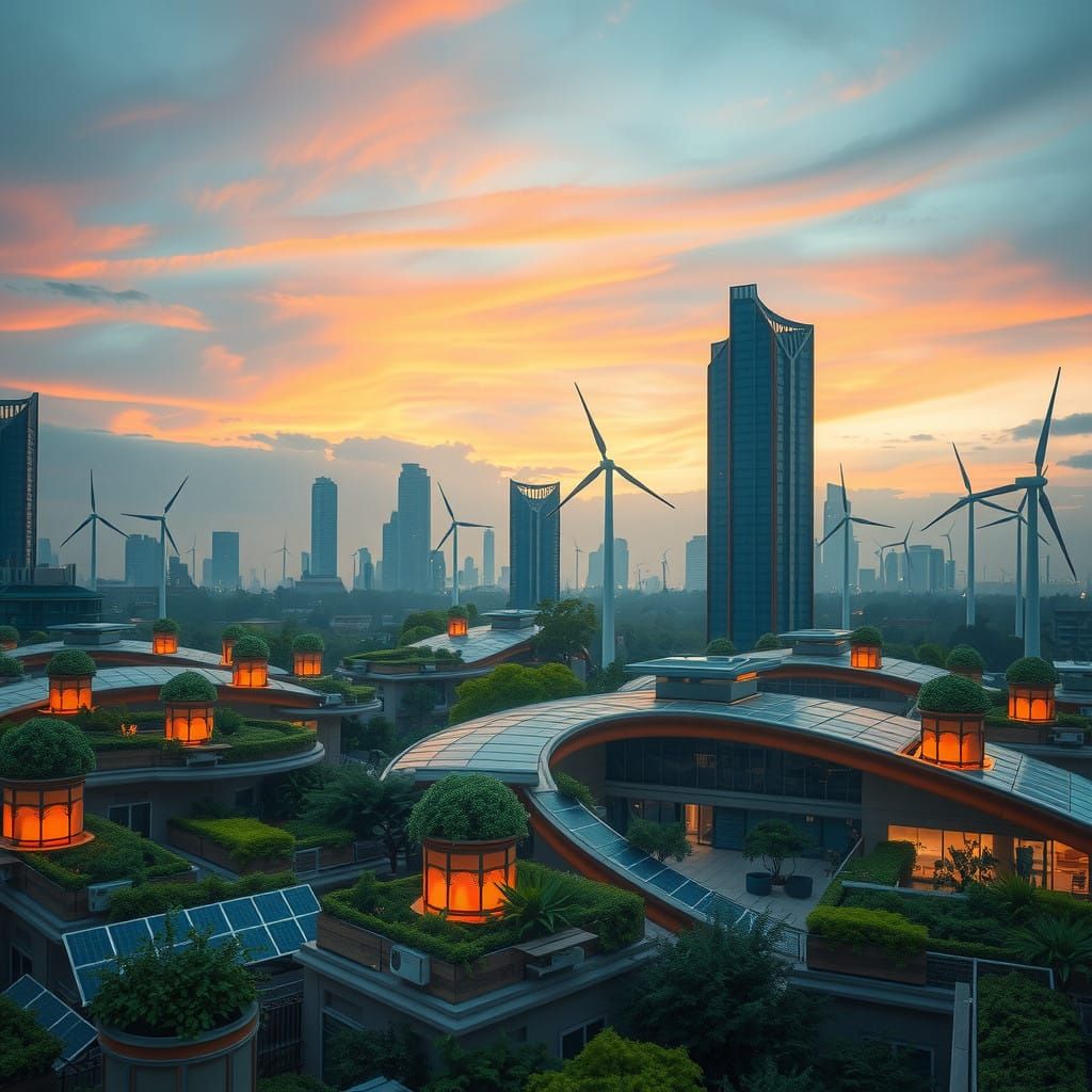 An eco-friendly Solarpunk city.