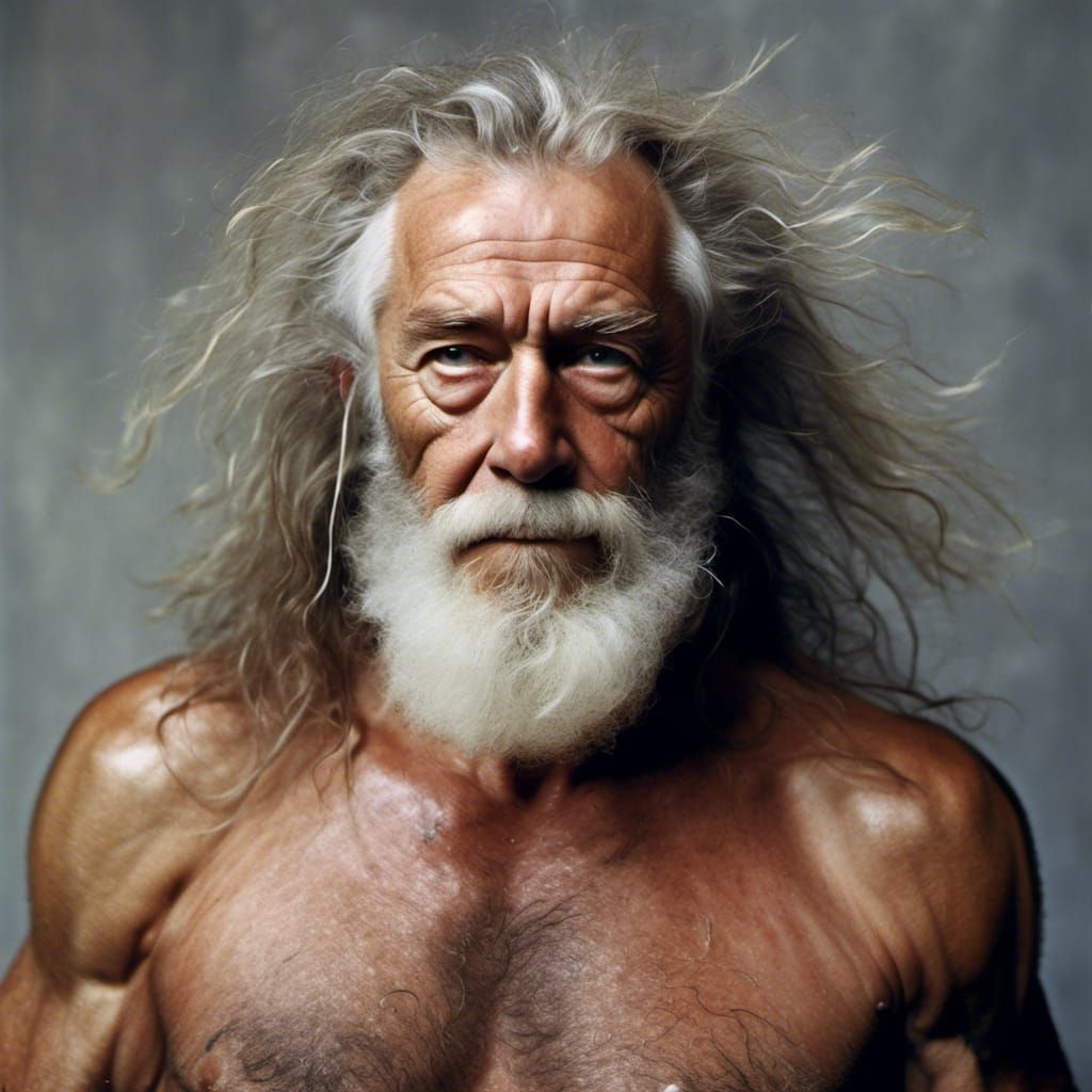 Muscular Elderly Man Portrait with Jailer, Professional Phot...