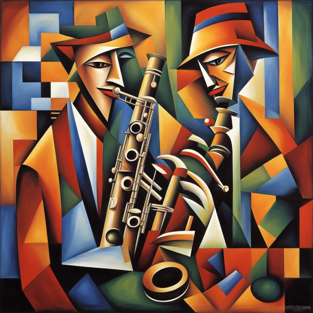 Abstract Cubist Jazz Clarinet in Euclidean Style