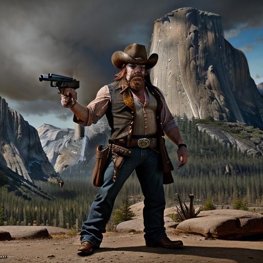 Aggressive Yosemite Sam Outlaw Cowboy in Detailed Matte Pain...