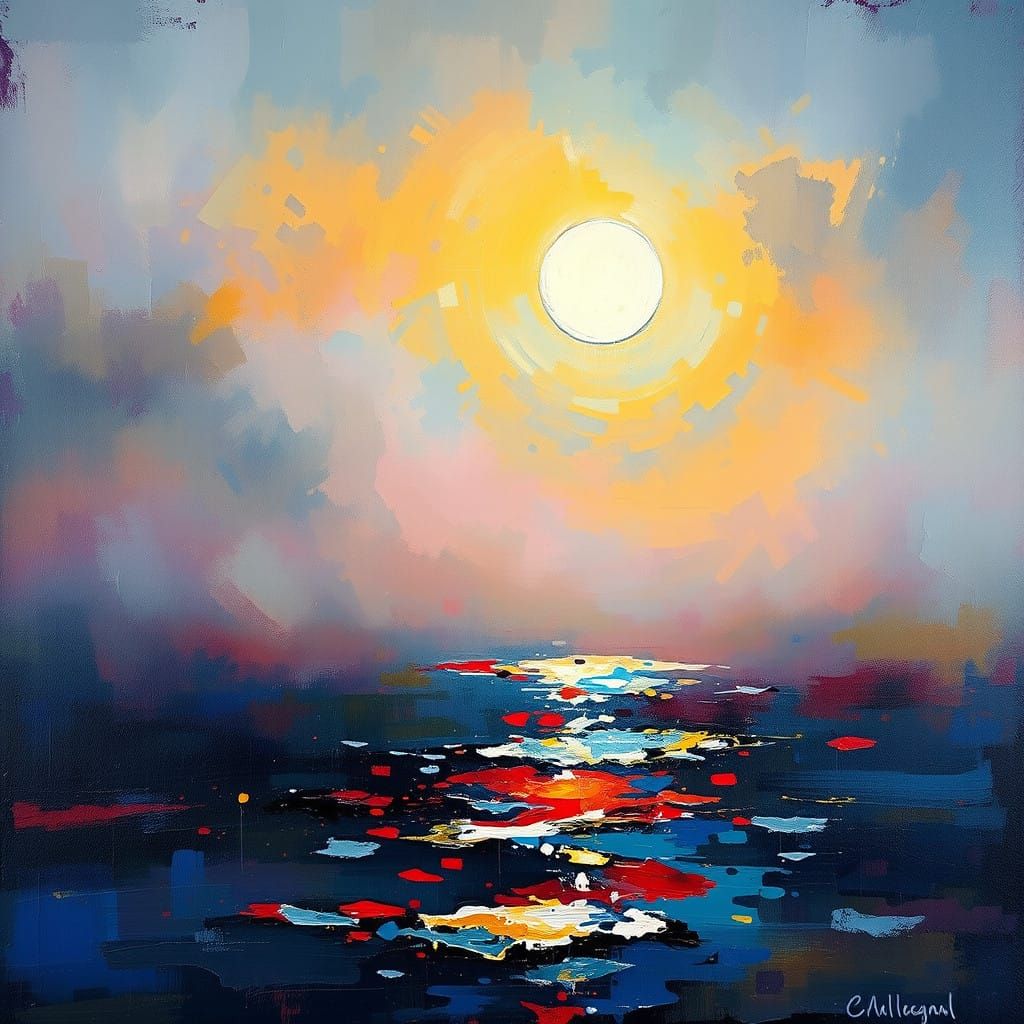 Mysterious Hope Emerging from Dark Waters in Neo-Expressioni...