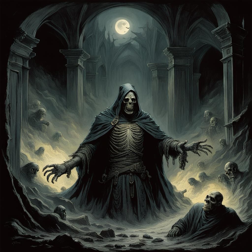 Horrific Storyteller Reveals Chest Wound in Engraving Style