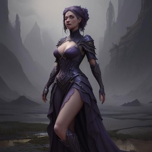 Elegant Woman in Dress: Fantasy Concept Art