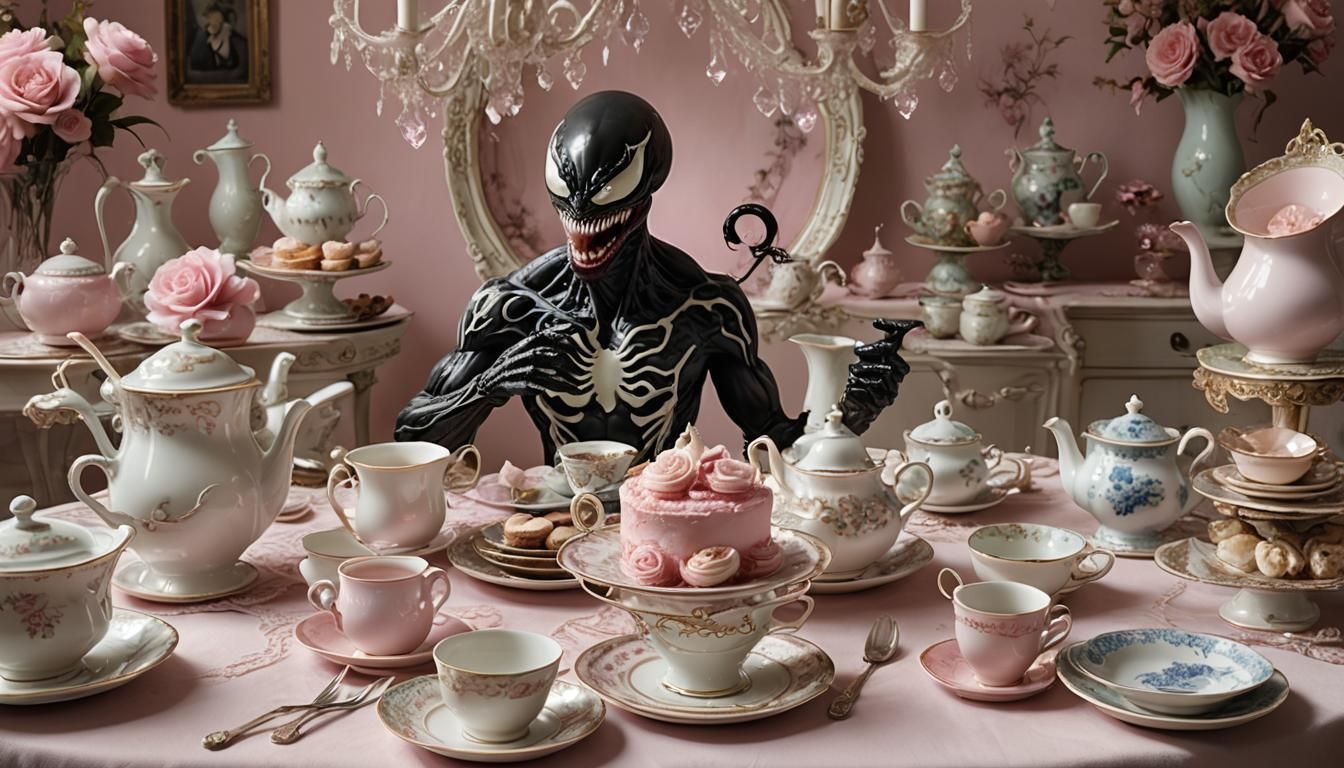 Venom at a Surreal Pink Tea Party