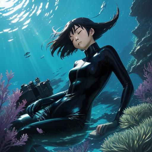 Underwater Dream: Asian Woman in Anime Style