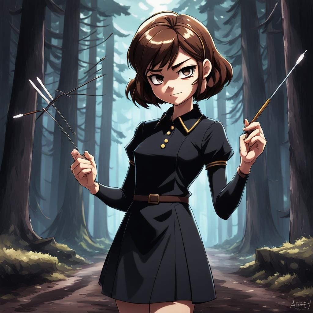 Dipper Pines as Yor Forger in Anime Style