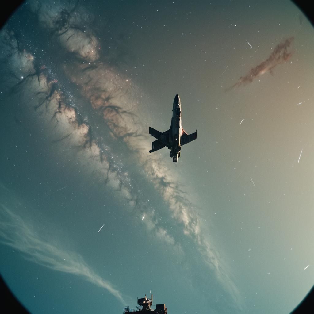 Dramatic Spacecraft in Cinematic Film Still