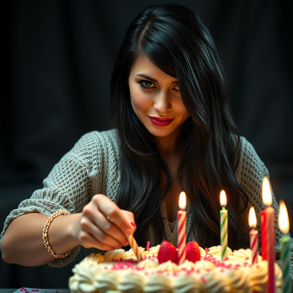 Hyperrealistic Birthday Cake in a Moody Atmosphere