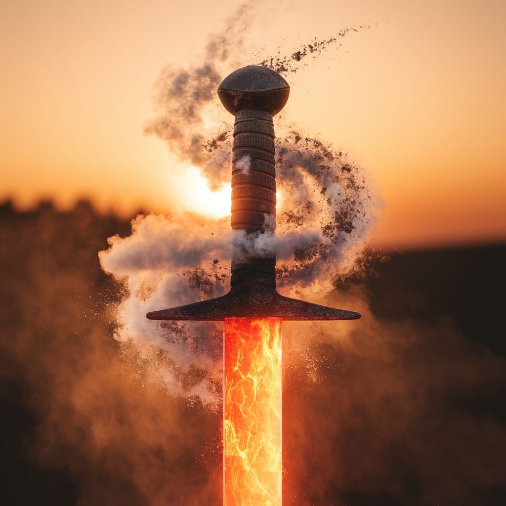 Fiery Blade Erupts in Radiant Glory