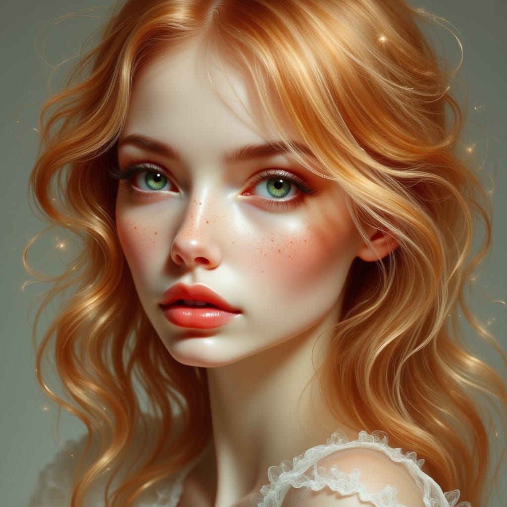 Ethereal Magic: Delicate Young Woman in Dreamy Realism