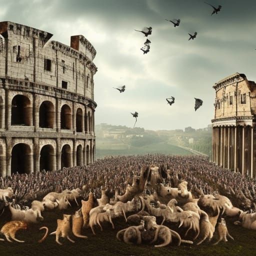 Epic Cat Army Invades Rome: Digital Matte Painting