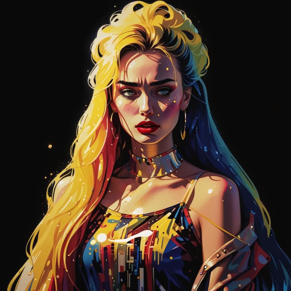 Crying Woman in Pop Art Sunrise