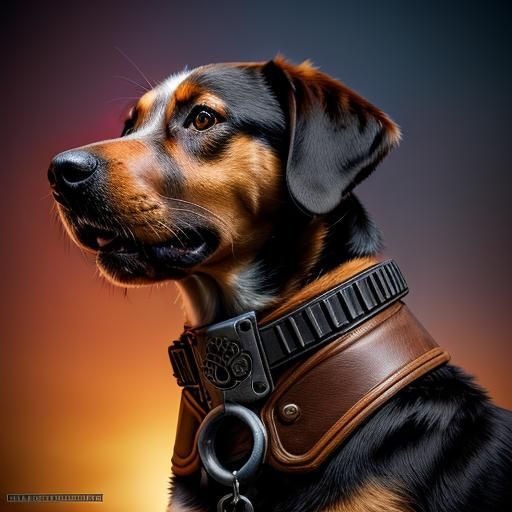 Dieselpunk Guard Dog Patrol: Hyperrealistic Concept Art
