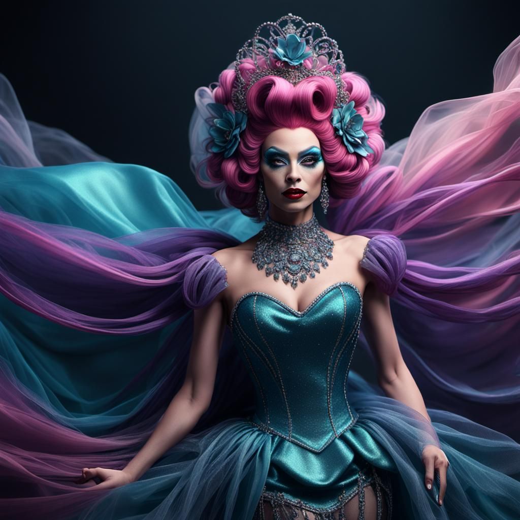 Drag Queens in Silk, Satin, and Chiffon: Detailed Painting