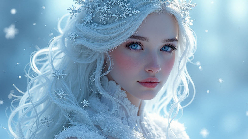 Breathtaking Ice Goddess with Crystalline Features