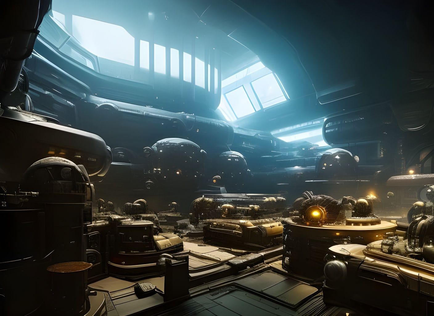 Sci-Fi Lab with Glowing Alien Embryos