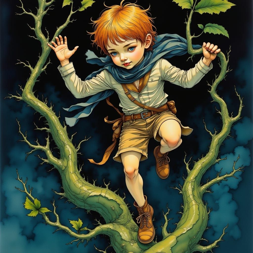 Jack Climbs Beanstalk in Maurice Sendak Style