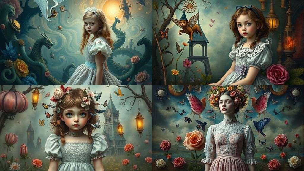 Surreal Victorian Alice in Wonderland and Wizard of Oz