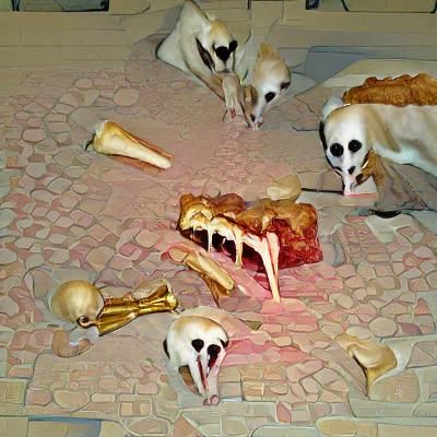 Macabre Feast: Skeletons Devouring the Living