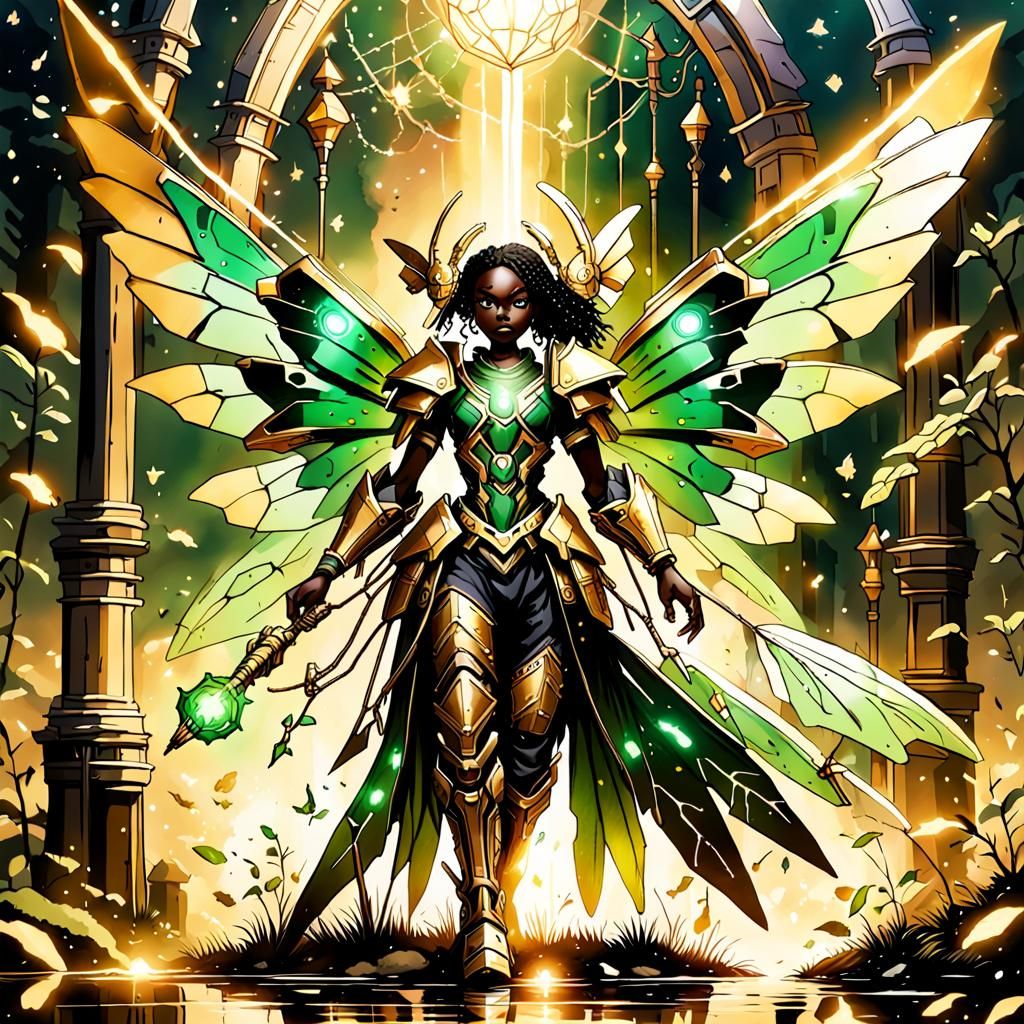 Healing Mech Fairies with Metal Moth Wings