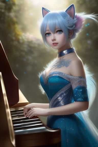 Girl with piano