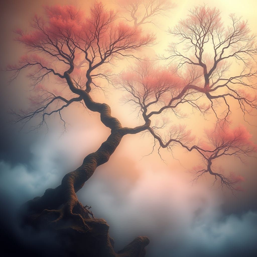 Ethereal Floating Spirit Trees in Mystical Realm