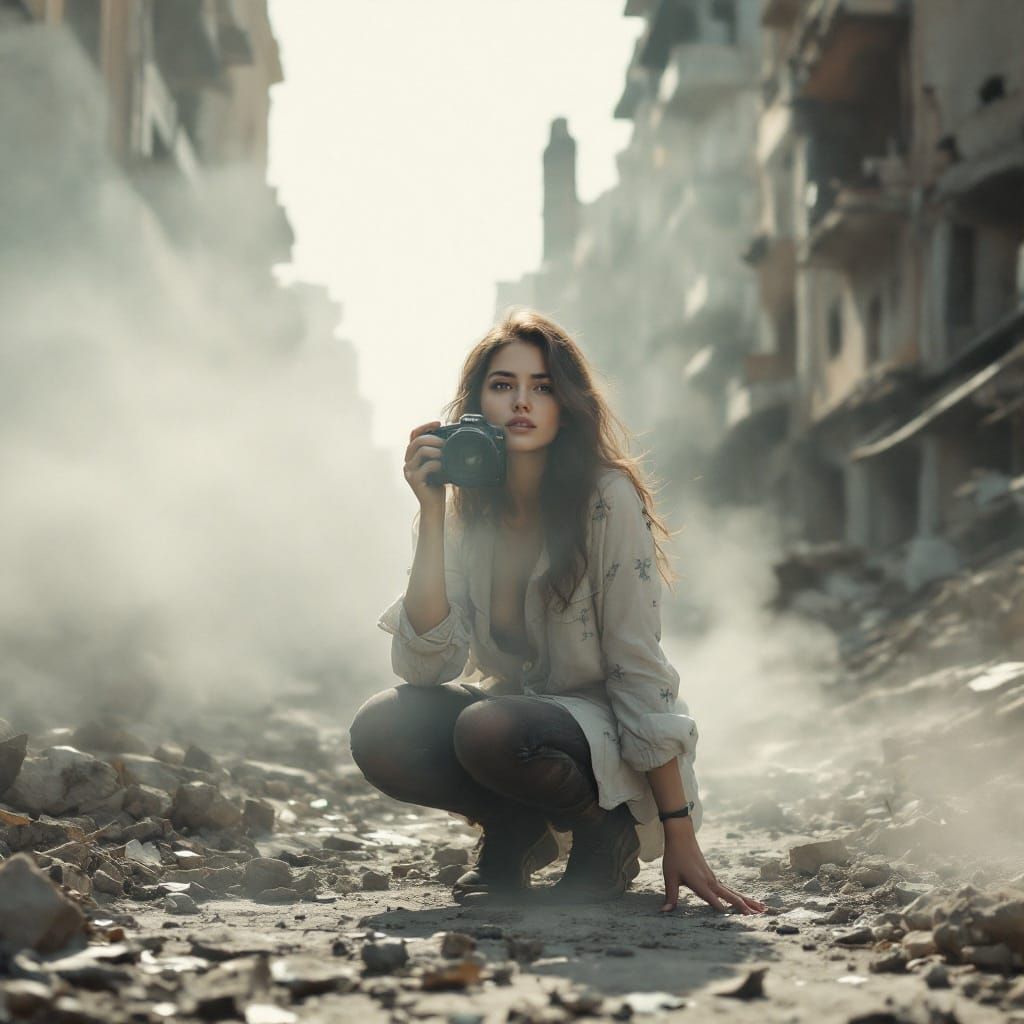 Dreamlike Portrait of a Photographer in Ruins