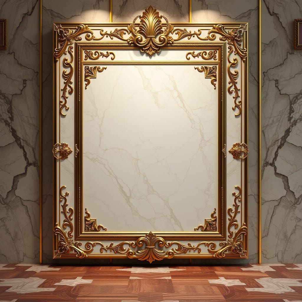 Elegant Anime-Inspired Artwork in Gilded Art Deco Style