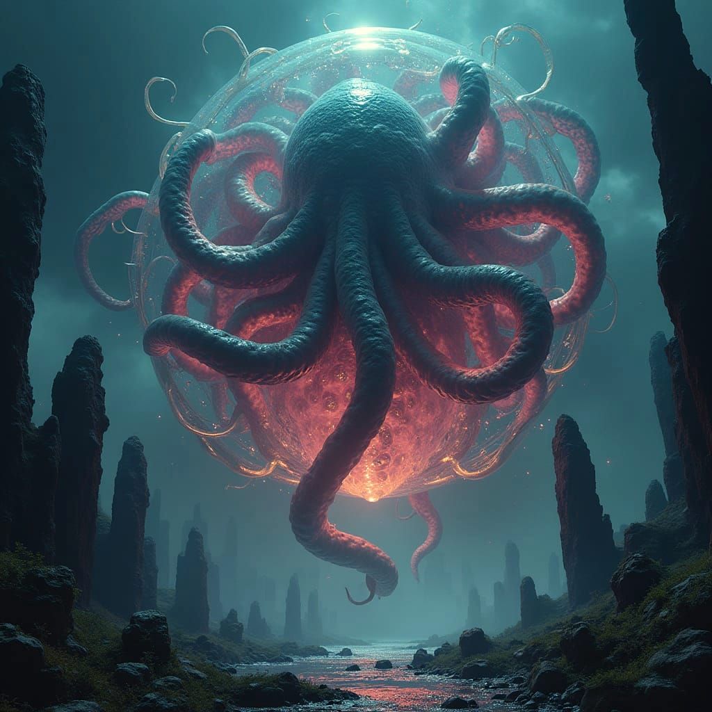 Cthulhu Trapped in a 4D Tesseract