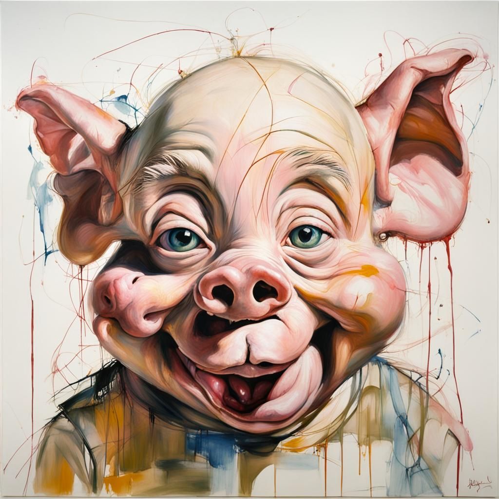 Porky Pig Portrait in Saville Style