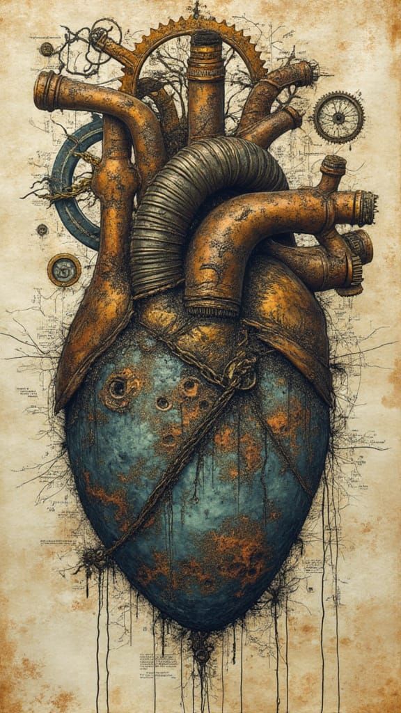 Industrial Surrealism: Broken Mechanical Heart in Dystopian ...
