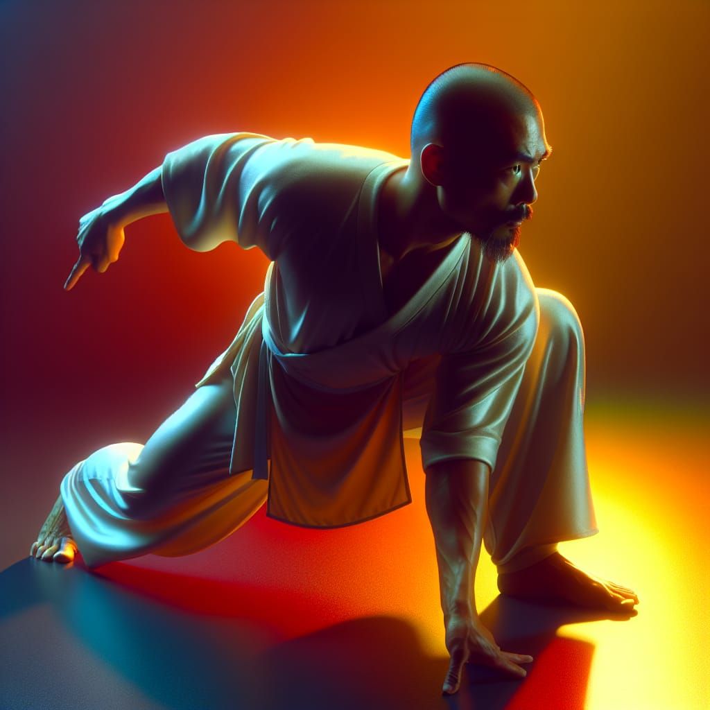 Hyperrealistic Shaolin Monk in Horse Stance