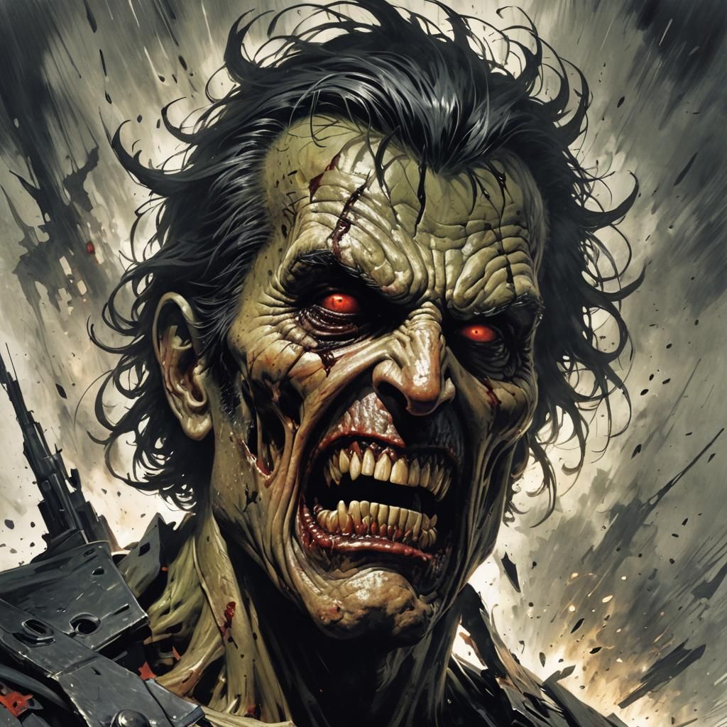 Sinister Exploding Head by Greg Rutkowski Style