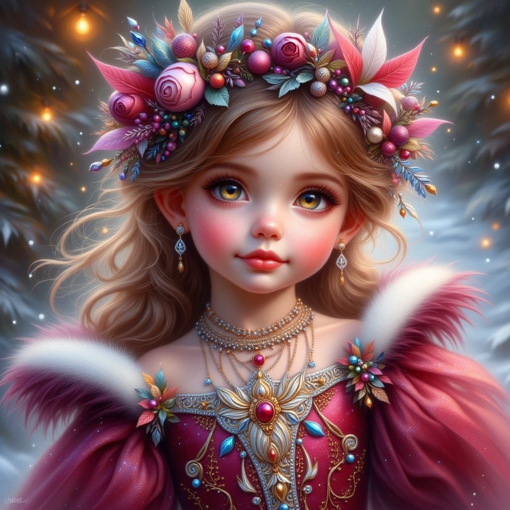 Toddler Girl in Embellished Gown with Floral Armor